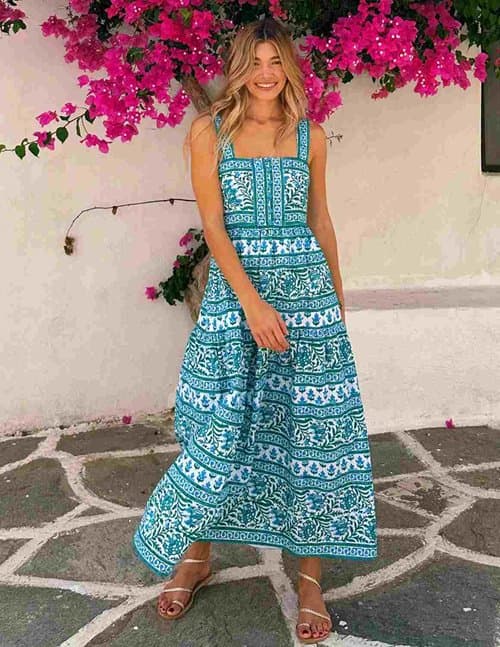 Pink City Prints lucia dress - aqua mix