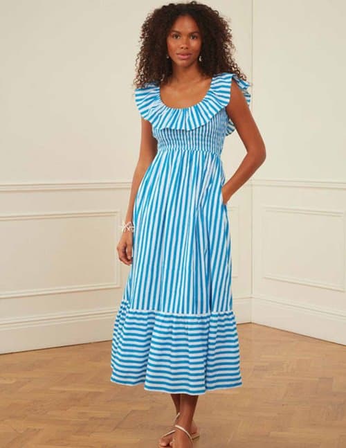 Pink City Prints susie dress - french stripe