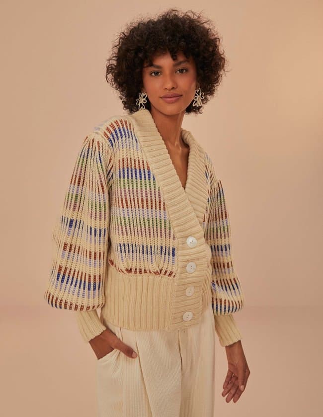 Farm Rio bold stitch cardigan - stripe