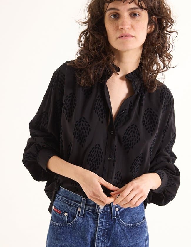 Sacrécoeur soline velvet blouse - peacock