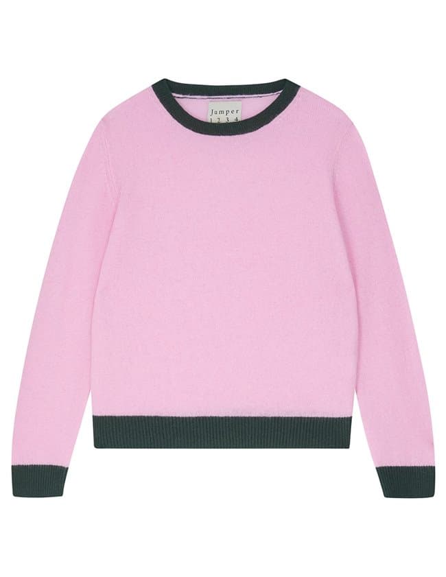 Jumper 1234 contrast crew jumper - rose