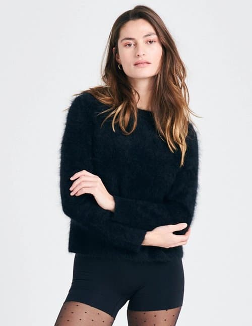 Jumper 1234 brushed crew jumper - black