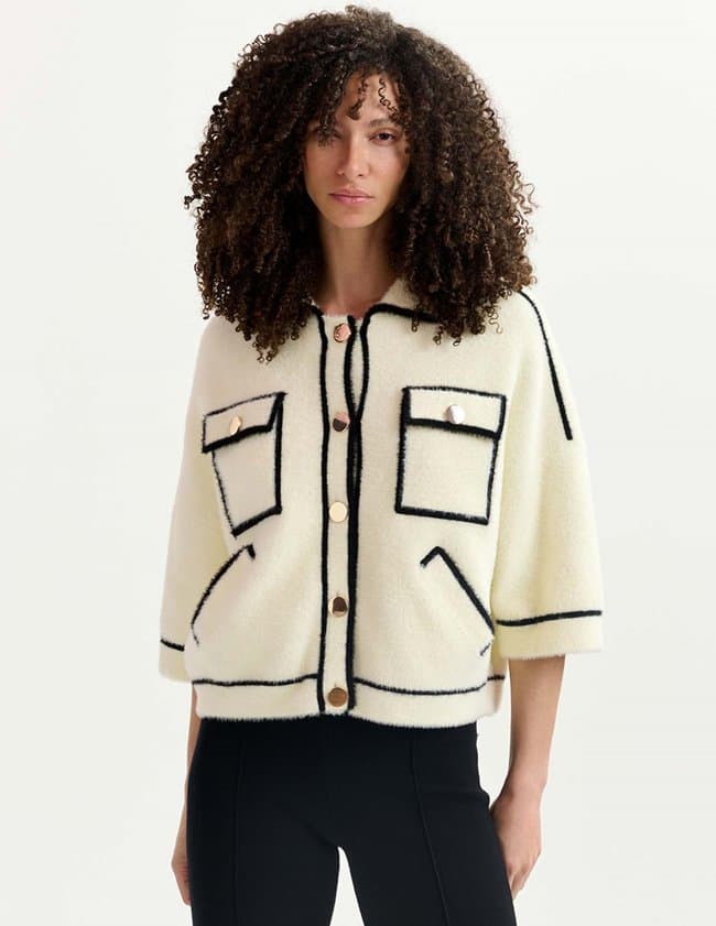 Essentiel Antwerp galena knitted jacket - off white