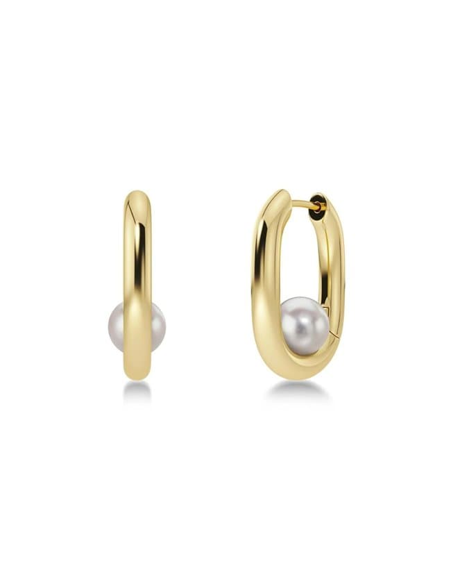 Edblad modernist pearl hoop l earrings - gold