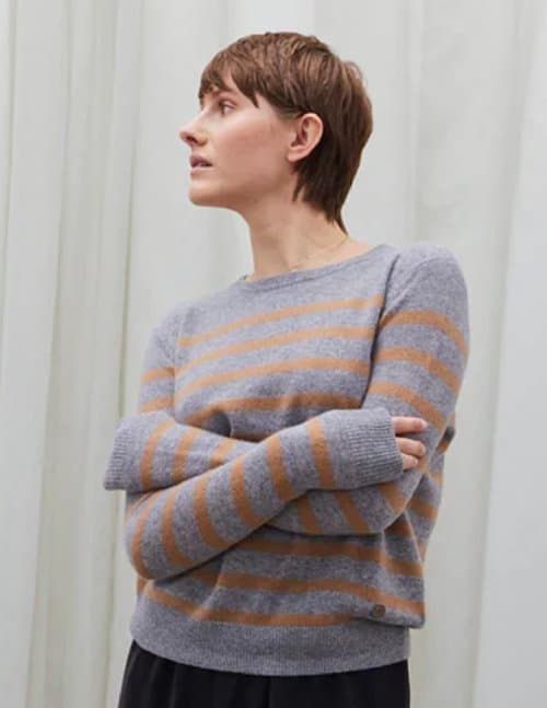 Beta Studios bibi striped jumper - grey / camel