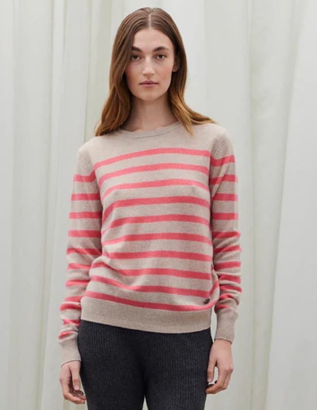 Beta Studios bibi striped jumper - sand / pink