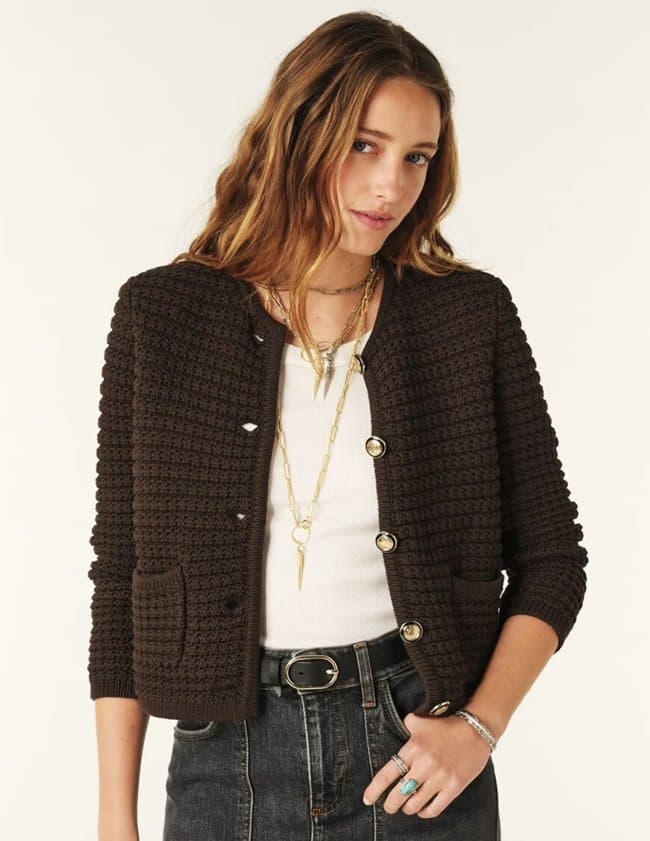 ba&sh gaspard cardigan - chocolate