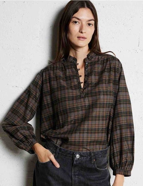 Des Petits Hauts volzi blouse - brown check