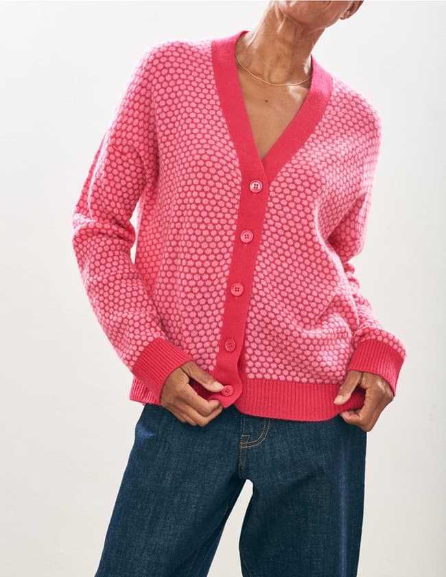 Jumper 1234 honeycomb cardigan - cherry