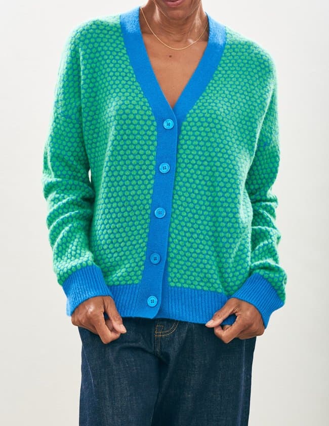 Jumper 1234 honeycomb cardigan - sky