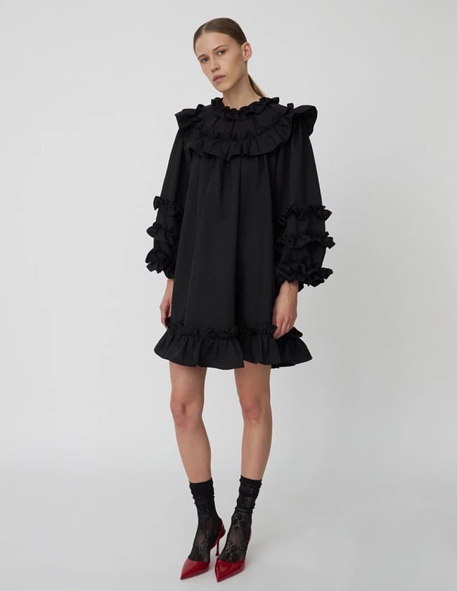 Stella Nova mini frill dress - black