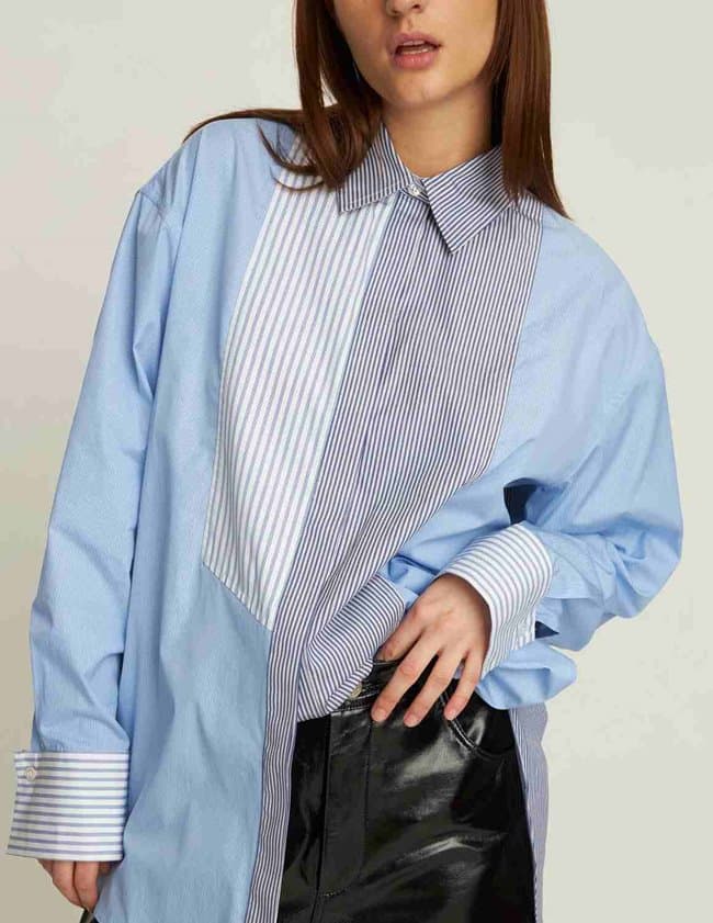 Stella Nova combined cotton stripe shirt - blue