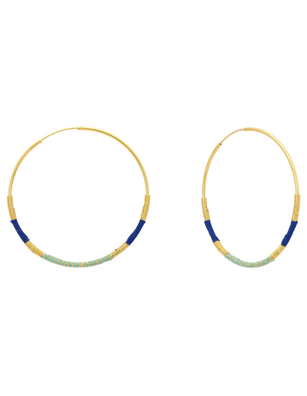 Une A Une BOCLI camiri large hoops - royal blue / turquoise